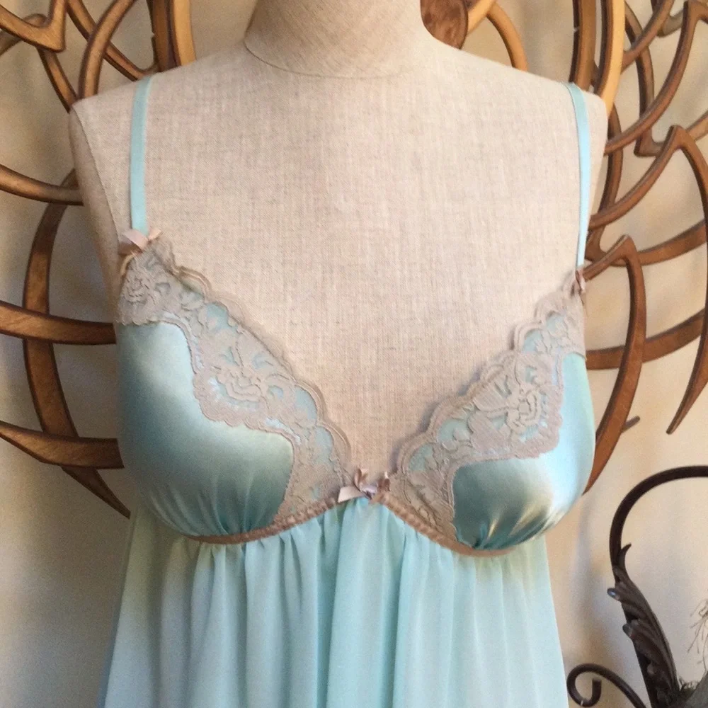 Host Pic💕💕Gorgeous Sheer Intimate Sz M  Light Blue  with Lace Trim. - Picture 2 of 8